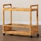 Bali & Pari Genet Modern Bohemian Natural Brown Rattan and Teak Wood 2-Tier Kitchen Cart 241-13430-ZORO - alternate 2